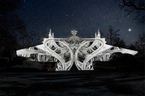 Light painting at the Batthyány Mausoleum