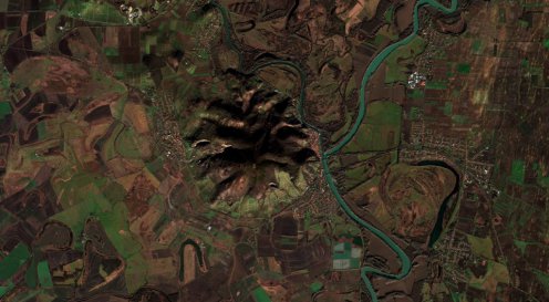 Tokaj és környéke a Sentinel-2A műhold 2015. december 29-én készült felvételén. Fotó: Copernicus/ESA