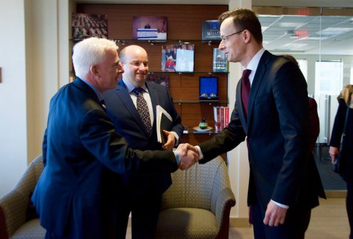 Minister of Foreign Affairs and Trade Péter Szijjártó meets with Vice-President of National Instruments Alex Davern in Dallas  Photo: Máté Paczolay/Ministry of Foreign Affairs and Trade