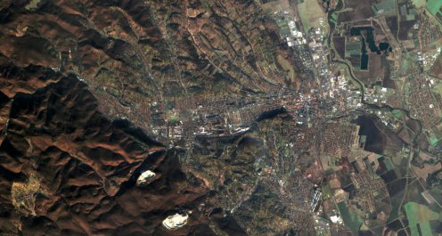 Miskolc és környéke a Sentinel-2A műhold 2016. január 1-jén készült felvételén. Fotó: Copernicus/ESA