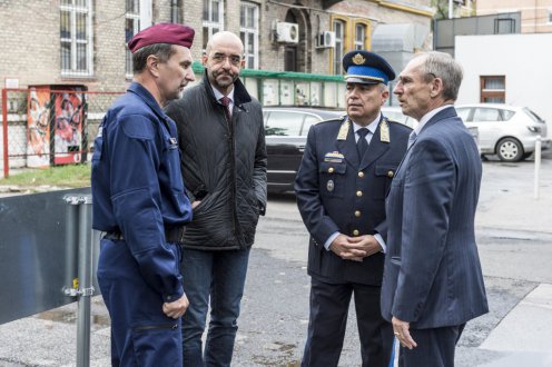 Government Spokesperson Zoltán Kovács, Chief Commissioner of the Police Károly Papp and Minister of Interior Sándor Pintér Photo: Károly Árvai/Prime Minister’s Office