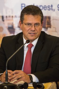 Maros Sefcovic, az Európai Bizottság energiaunióért felelős alelnöke Fotó: Marjai János/MTI